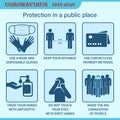 Coronavirus preventive signs. Basic protective measures against a new coronavirus in a public place.. Coronavirus advice for the p